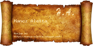 Hancz Aletta névjegykártya